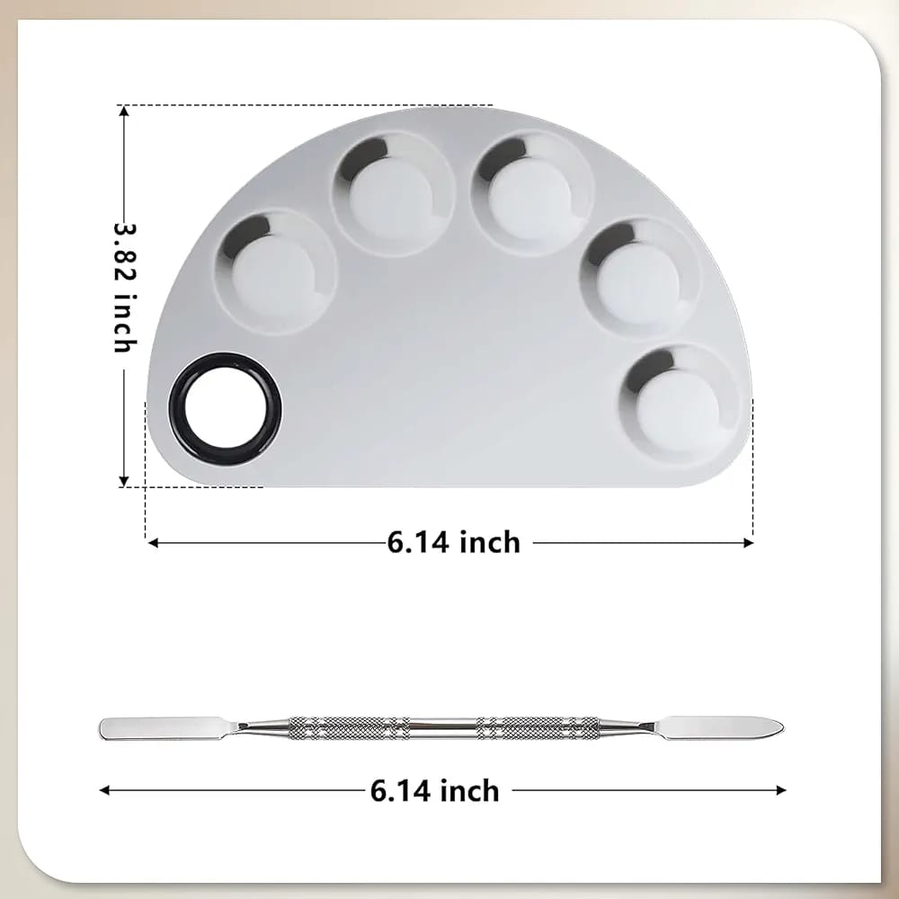 5-Well Stainless Steel Makeup Mixing Palette with Spatula – Cosmetic Mixing Tray for Foundation, Lipstick, Concealer, Nail Art JZCosmetics.com
