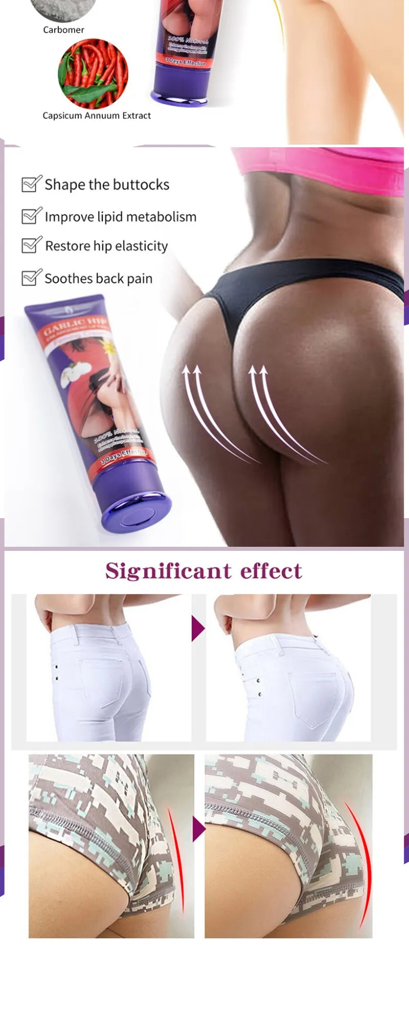 Aichun Beauty Hip Lift & Massage Cream - Butt Firming Cream 120g JZ Cosmetics