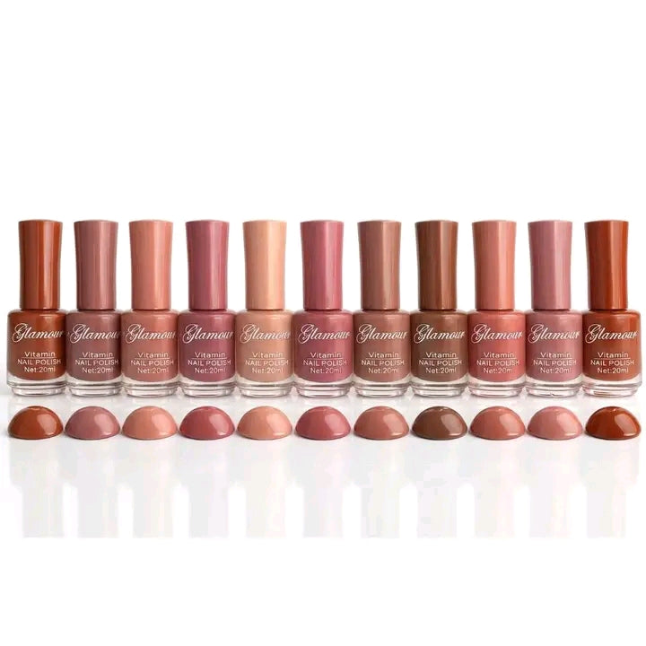 Glamour Nude Nail Paint 12pcs Pack JZCosmetics.com