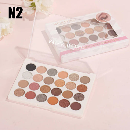 Miss Rose 24 Color Small Round Pearl Eyeshadow Palette JZCosmetics.com
