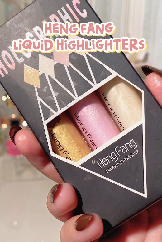 Heng Fang 3 Pcs Holographic Highlighter Set | Multi-Shade Glow Kit | Ultra-Shiny, Smooth & Long-Lasting Illuminators JZ Cosmetics