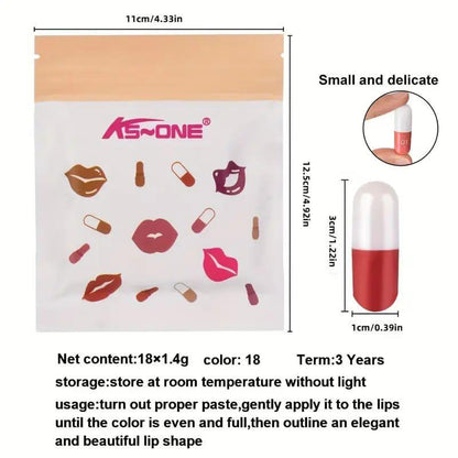 18 Pcs Mini Lipstick Set with Pouch – Long-Lasting Travel-Friendly Multi-Shade Kit JZCosmetics.com