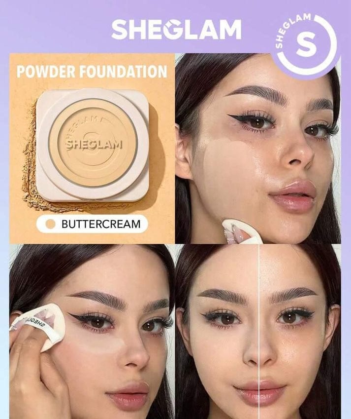 SHEGLAM Skin-Focus Full Coverage Powder Foundation | Smooth Matte Finish | Long-Lasting Oil Control Compact | 6 Shades Available JZCosmetics.com