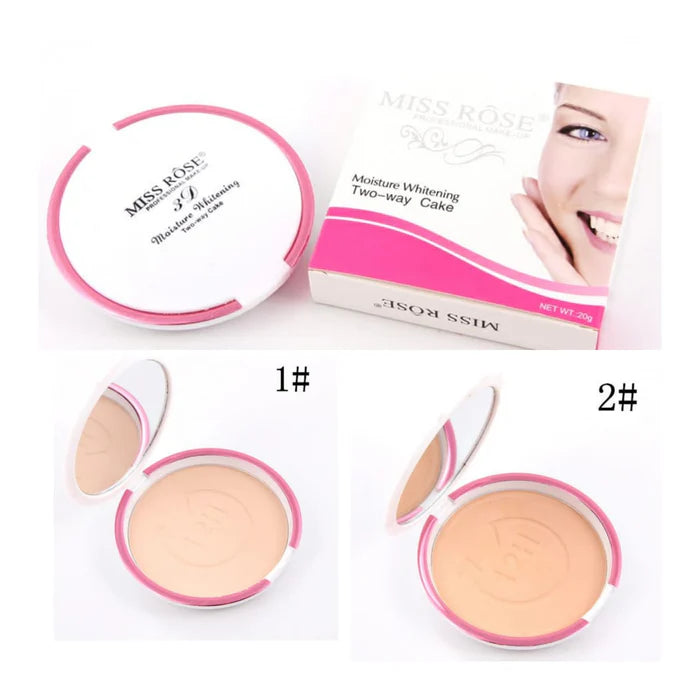 MISS ROSE 3D Contour Moisture Whiteing Two-way Pressed Powder Cake 16g JZCosmetics.com