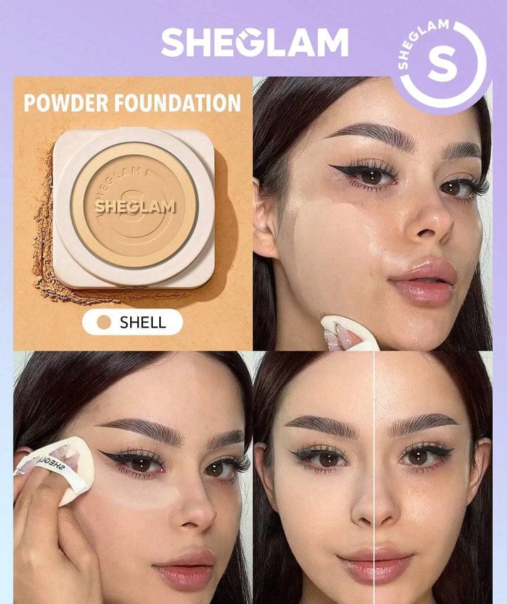 SHEGLAM Skin-Focus Full Coverage Powder Foundation | Smooth Matte Finish | Long-Lasting Oil Control Compact | 6 Shades Available JZCosmetics.com