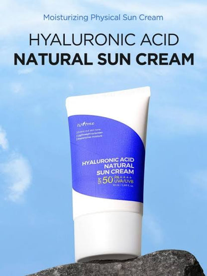 Hyaluronic Acid Natural Suncream SPF50 PA++++ 50ml  Lightweight Moisturizing UV Protection | Broad Spectrum | Made in Korea JZCosmetics.com