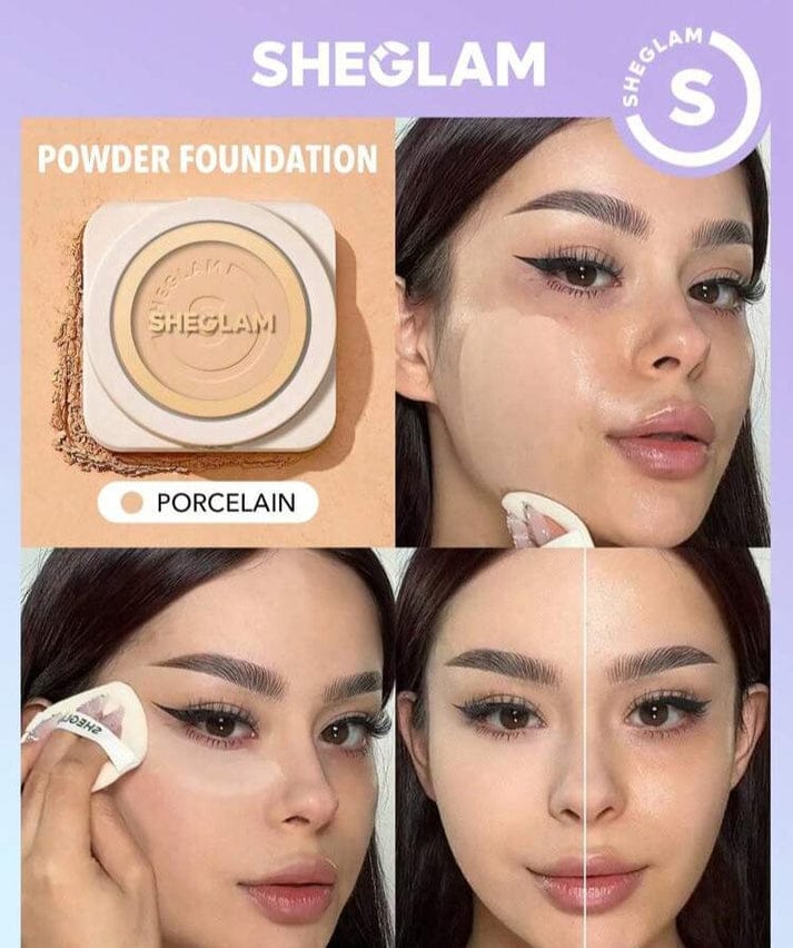 SHEGLAM Skin-Focus Full Coverage Powder Foundation | Smooth Matte Finish | Long-Lasting Oil Control Compact | 6 Shades Available JZCosmetics.com