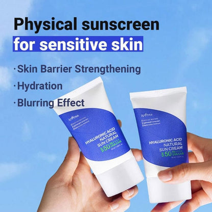 Hyaluronic Acid Natural Suncream SPF50 PA++++ 50ml  Lightweight Moisturizing UV Protection | Broad Spectrum | Made in Korea JZCosmetics.com