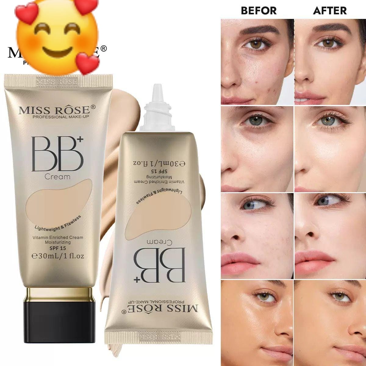 MISS ROSE BB Cream | Lightweight Natural Coverage Foundation Cream JZCosmetics.com