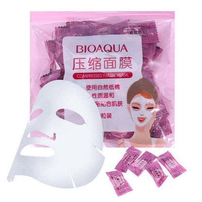 BIOAQUA Compressed Facial Sheet Mask 50 Pcs – DIY Face Mask Tablets | Portable Disposable Sheet Masks | Soft Hydrating Skincare JZCosmetics.com