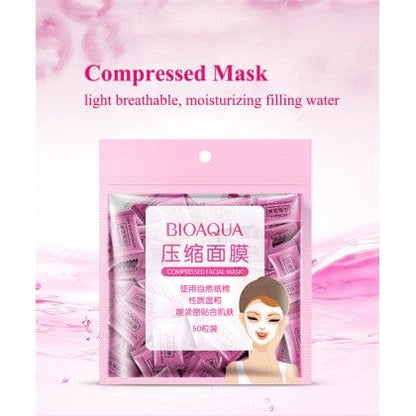BIOAQUA Compressed Facial Sheet Mask 50 Pcs – DIY Face Mask Tablets | Portable Disposable Sheet Masks | Soft Hydrating Skincare JZCosmetics.com