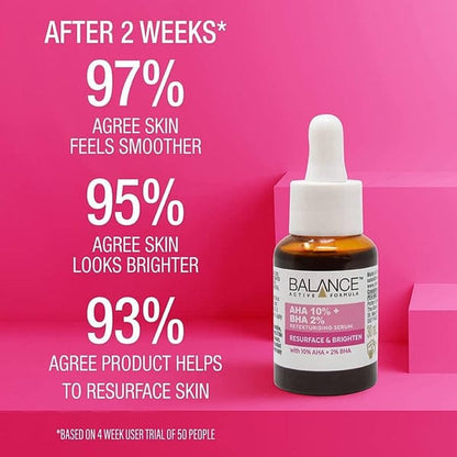 Balance Active Formula AHA 10% + BHA 2% Serum – Resurface & Brighten Solution | Exfoliating Face Serum for Smooth, Clear & Radiant Skin JZCosmetics.com
