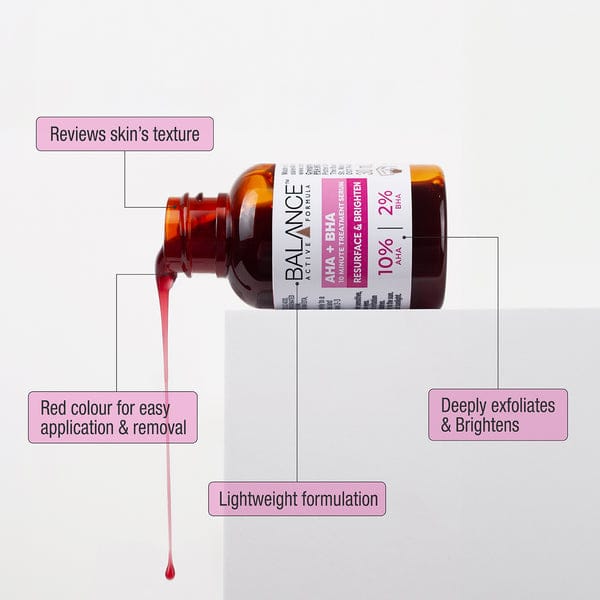 Balance Active Formula AHA 10% + BHA 2% Serum – Resurface & Brighten Solution | Exfoliating Face Serum for Smooth, Clear & Radiant Skin JZCosmetics.com