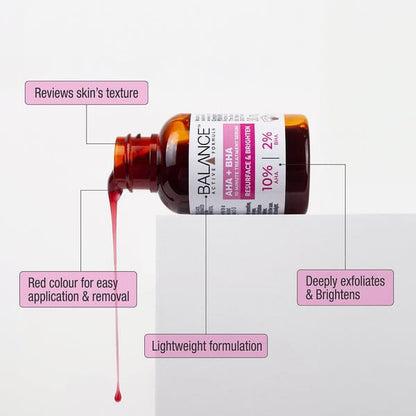 Balance Active Formula AHA 10% + BHA 2% Serum – Resurface & Brighten Solution | Exfoliating Face Serum for Smooth, Clear & Radiant Skin JZCosmetics.com