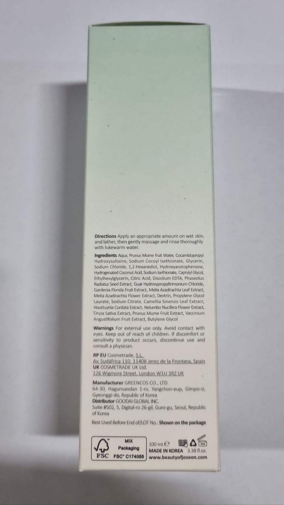 Beauty of Joseon Green Plum Refreshing Cleanser 100ml JZCosmetics.com