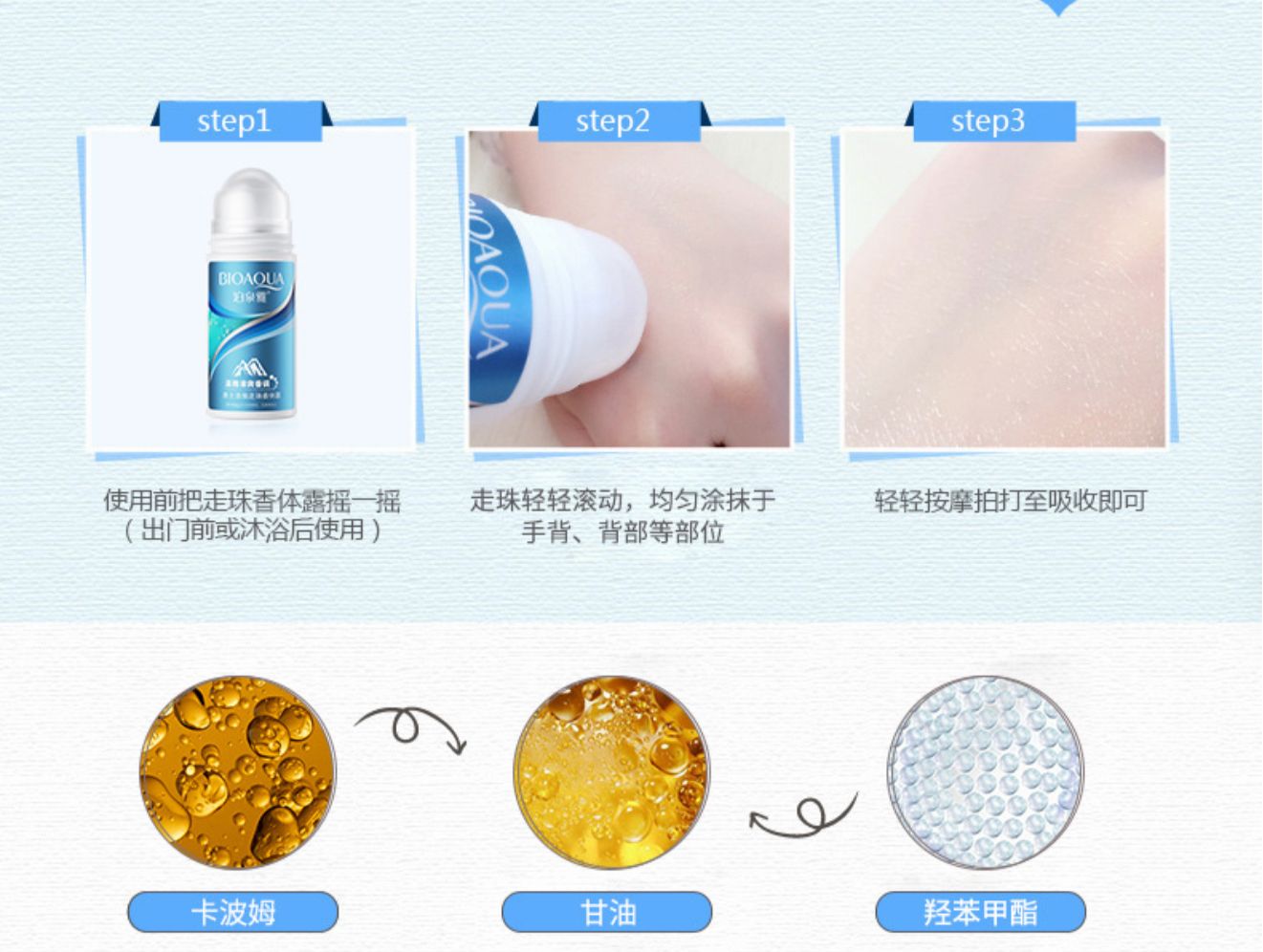 Bioaqua Body Deodorant Roll-On – Long Lasting Freshness & Odor Protection JZCosmetics.com
