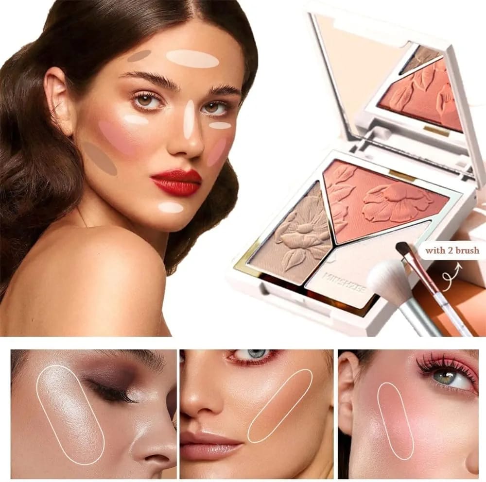 Blush + Highlighter + Contour 3-in-1 Palette – All-in-One Face Sculpting JZCosmetics.com