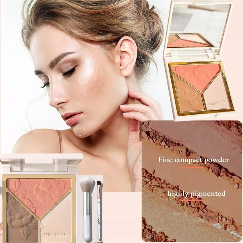 Blush + Highlighter + Contour 3-in-1 Palette – All-in-One Face Sculpting JZCosmetics.com
