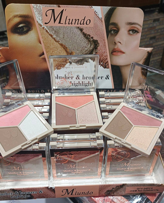 Blush + Highlighter + Contour 3-in-1 Palette – All-in-One Face Sculpting JZCosmetics.com