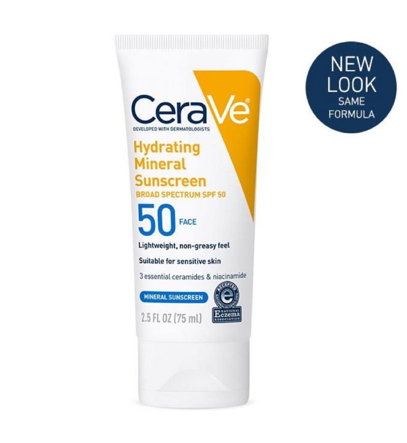 CeraVe Hydrating Mineral Sunscreen SPF 50 (88ml) – 100% Mineral UV Protection JZCosmetics.com