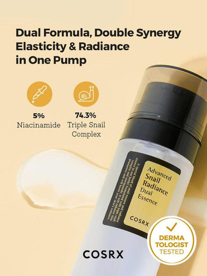 COSRX Advanced Snail Radiance Dual Essence 80ml JZCosmetics.com
