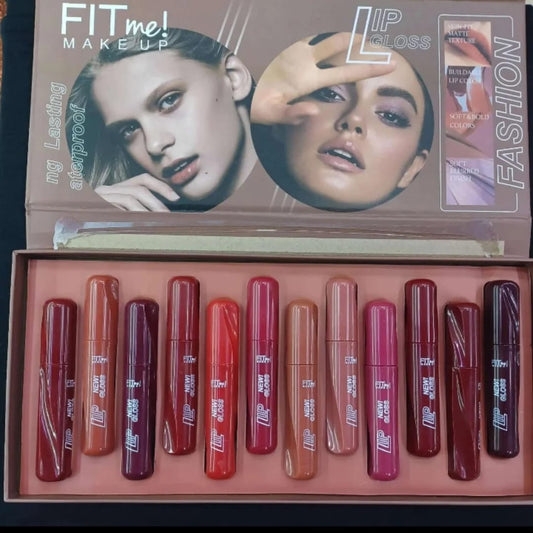 Fitme Makeup Lip Gloss 12pcs Pack | High-Shine, Smooth & Non-Sticky Gloss Set | Long-Lasting & Hydrating Lips Collection JZCosmetics.com
