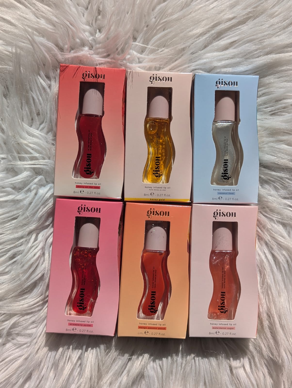 Gisou Honey Infused Hydrating Lip Oil 8ml – Nourishing Glossy Lip Treatment (6pcs Set) Moisturizing Lip Care JZCosmetics.com