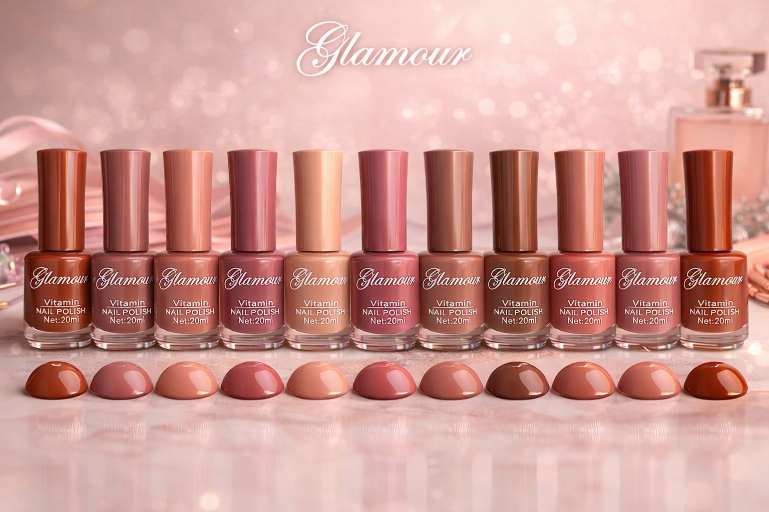 Glamour Nude Nail Paint 12pcs Pack JZCosmetics.com