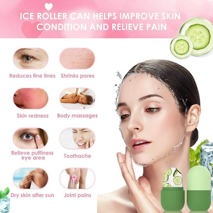 Ice Roller Massager for Face & Eyes – Stainless Steel Cooling Facial Roller JZCosmetics.com