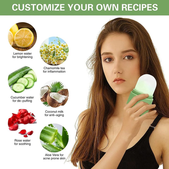Ice Roller Massager for Face & Eyes – Stainless Steel Cooling Facial Roller JZCosmetics.com