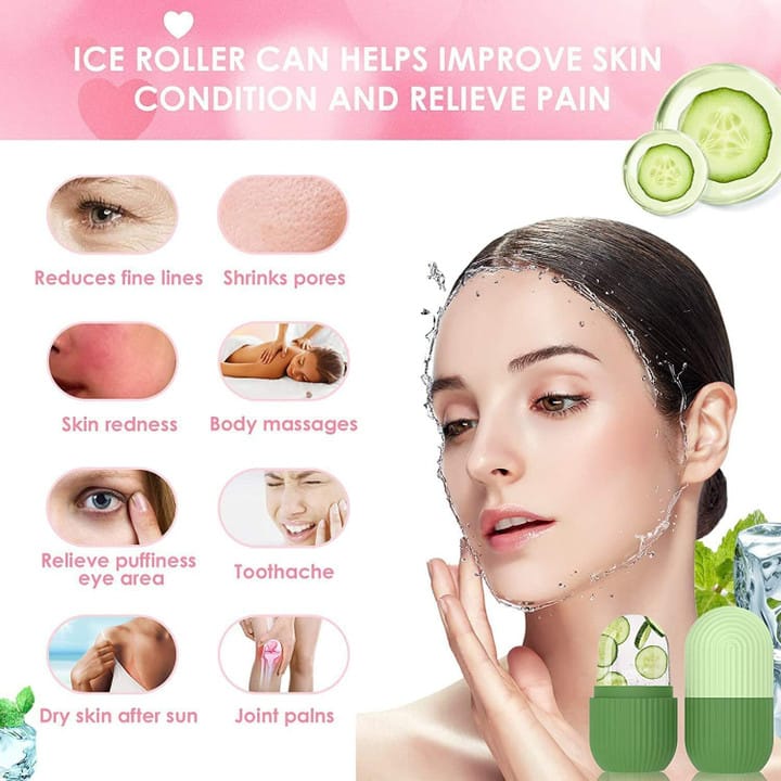 Ice Roller Massager for Face & Eyes – Stainless Steel Cooling Facial Roller JZCosmetics.com