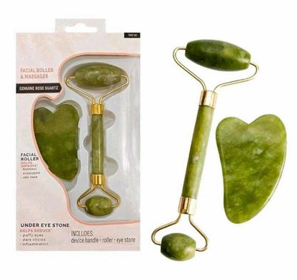 Jade Roller & Gua Sha Set – Natural Stone Face Massager JZCosmetics.com