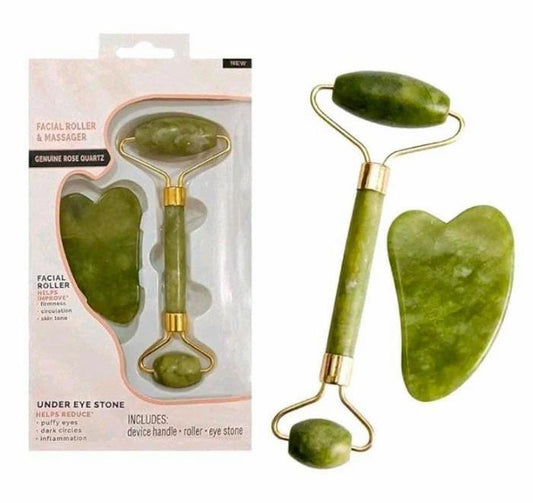 Jade Roller & Gua Sha Set – Natural Stone Face Massager JZCosmetics.com