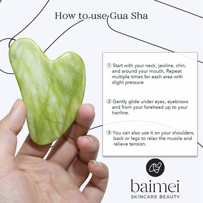 Jade Roller & Gua Sha Set – Natural Stone Face Massager JZCosmetics.com