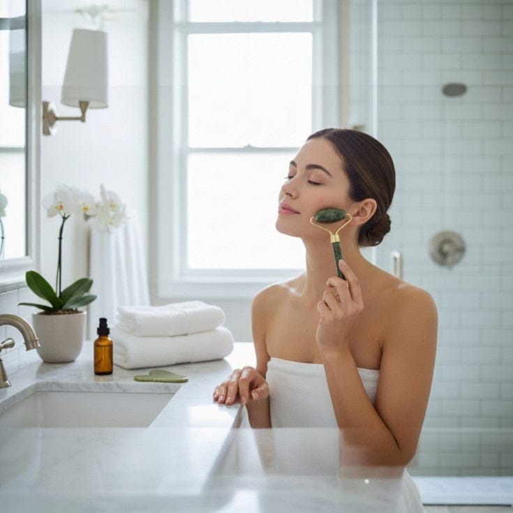 Jade Roller & Gua Sha Set – Natural Stone Face Massager JZCosmetics.com