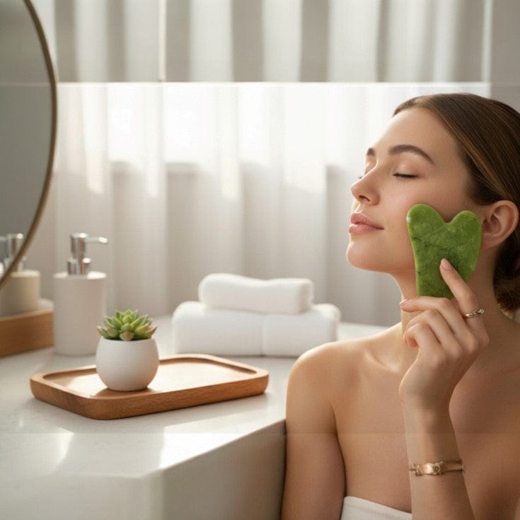 Jade Roller & Gua Sha Set – Natural Stone Face Massager JZCosmetics.com