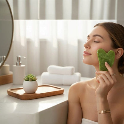 Jade Roller & Gua Sha Set – Natural Stone Face Massager JZCosmetics.com