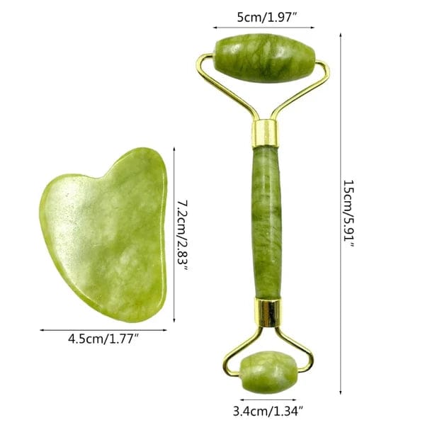 Jade Roller & Gua Sha Set – Natural Stone Face Massager JZCosmetics.com