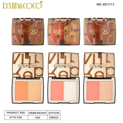 Kevin & Coco Highlighter and Blush 3pcs Set JZCosmetics.com