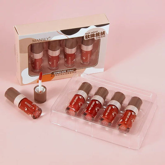 Mansly 4 Pcs Lip Glaze Set – Shiny Hydrating Long-Lasting Glossy Lip Colors JZCosmetics.com