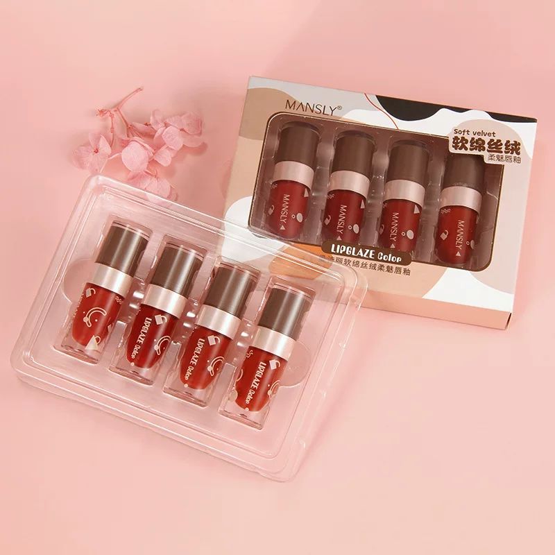 Mansly 4 Pcs Lip Glaze Set – Shiny Hydrating Long-Lasting Glossy Lip Colors JZCosmetics.com