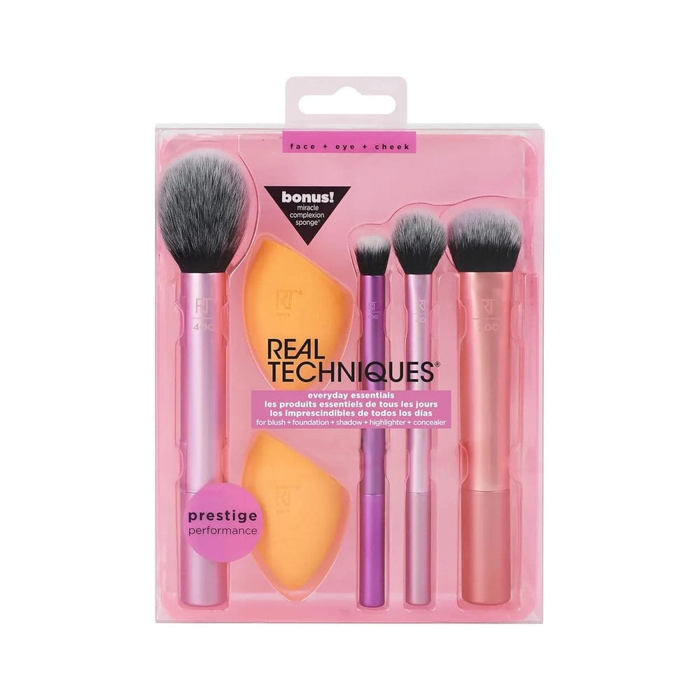 Real Techniques Everyday Essentials Brush Set with Sponge – Makeup Tools Kit JZCosmetics.com