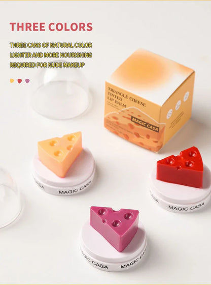 Triangle Tinted Cheese Shaped Lip Balm Temperature Control Color Change Moisturizing Lipstick Anti-Cracking Anti-Drying Hydration Lip Care