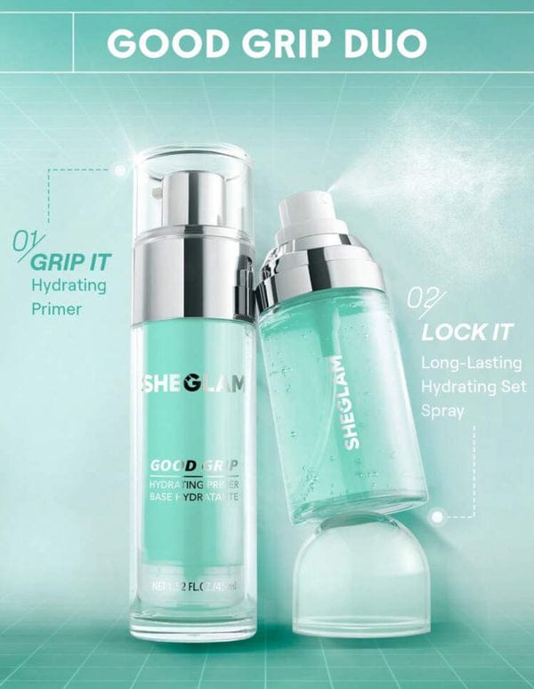 SHEGLAM Good Grip Hydrating Prime & Set Spray 55ml – 2-in-1 Makeup Primer & Setting Mist for Long-Lasting Smooth Finish JZCosmetics.com