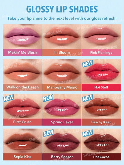 SHEGLAM Pout Perfect Shine Lip Plumper 12pcs Set – Hydrating Glossy & Volumizing Lip Gloss JZCosmetics.com