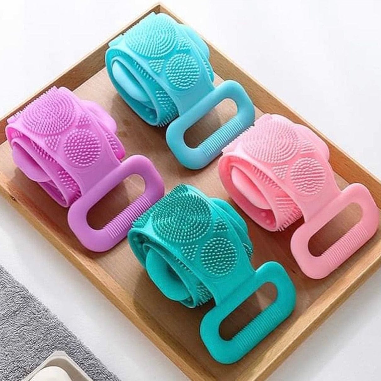 Silicone Back Scrubbing Belt | Silicone Body Scrubber Towel JZCosmetics.com