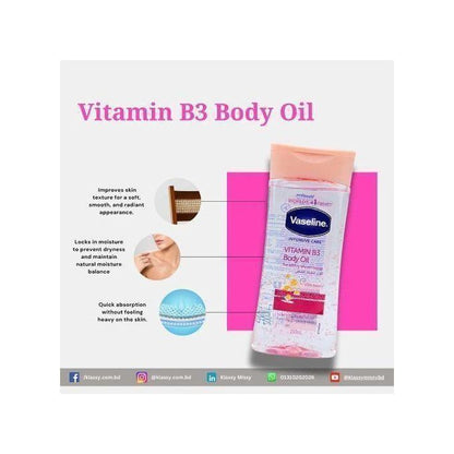 Vaseline Vitamin B3 Body Oil 200ml – Brightening & Moisturizing Body Oil JZCosmetics.com