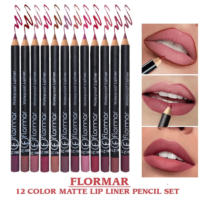 Flormor WaterProof Lip Liner Pencil 12Pcs