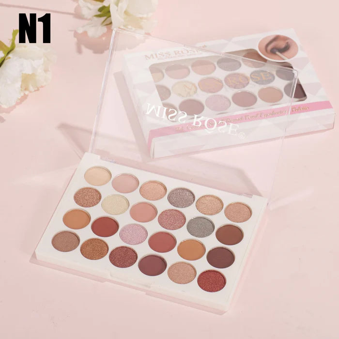 Miss Rose 24 Color Small Round Pearl Eyeshadow Palette