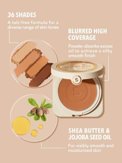 SHEGLAM Skin-Focus Full Coverage Powder Foundation | Smooth Matte Finish | Long-Lasting Oil Control Compact | 6 Shades Available JZCosmetics.com